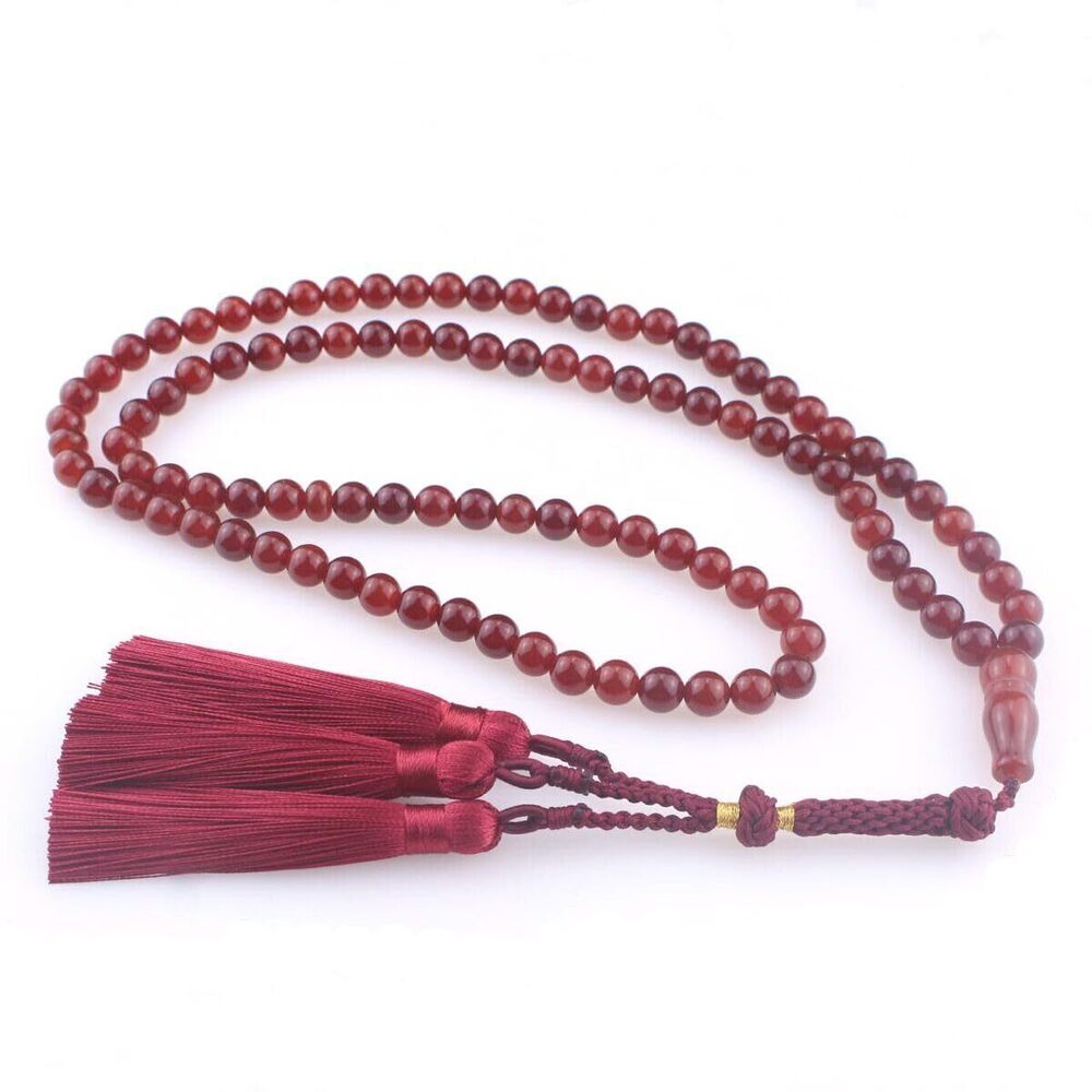 9135 Muslims Islamic Dhikr Tasbeeh Tasbih Prayer Beads, Red Agate 99 Stone